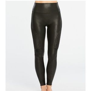 Black Spanx Moto leggings. Size medium
